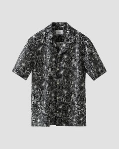 Eton Nature and Architecture Fantasy Linen Shirt Black