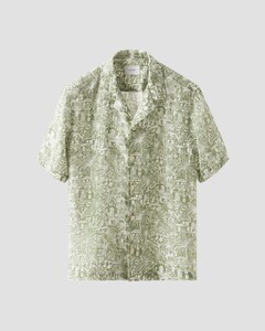Eton Nature and Architecture Fantasy Linen Shirt Green