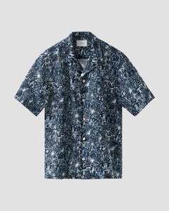 Eton Nature and Architecture Fantasy Linen Shirt Navy