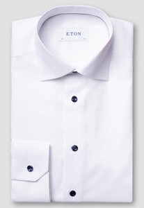 Eton Navy Details Uni Color Luxury Signature Twill Shirt White