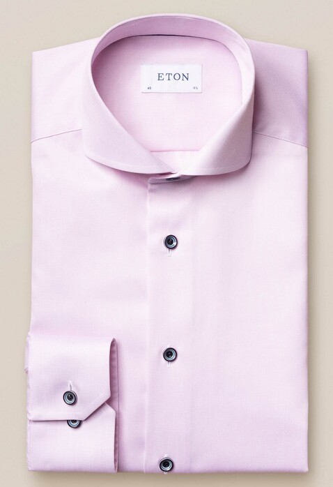 Eton Navy Piping Pastel Shirt Pink