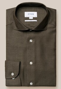 Eton New Zealand Super 120 Merino Wool Uni Shirt Dark Brown Melange
