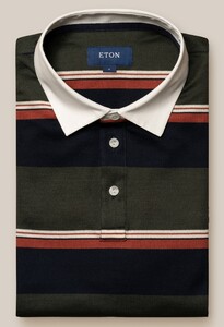 Eton Organic Cotton Filo di Scozia Piqué Knit Polo Donkergroen-Navy