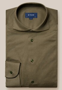 Eton Organic Cotton Filo di Scozia Piqué Overhemd Groen