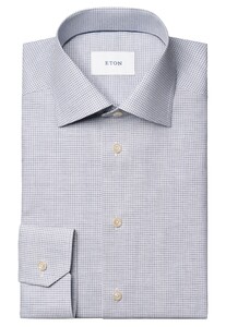 Eton Organic Cotton Fine Twill Mini Check Overhemd Licht Paars
