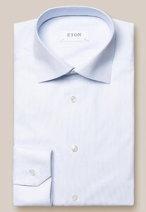 Eton Organic Cotton Piqué Weave 3D Effect Overhemd Wit-Blauw