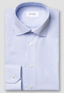 Eton Organic Cotton Signature Poplin Fine Stripe Shirt Light Blue