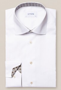 Eton Organic Cotton Signature Twill Contrast Medallion Pattern Overhemd Wit
