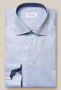Eton Organic Cotton Signature Twill Contrast Medallion Pattern Shirt Light Blue
