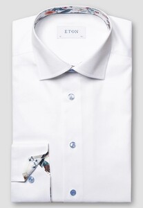 Eton Organic Cotton Signature Twill Floral Contrast Details Shirt White
