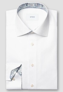 Eton Organic Cotton Signature Twill Paisley Contrast Details Shirt White
