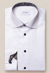 Eton Organic Cotton Signature Twill Subtle Detail Overhemd Wit