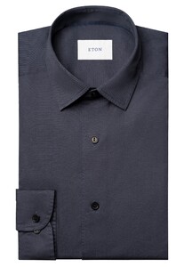 Eton Organic Cotton Soft Garment Washed Twill Overhemd Dark Navy