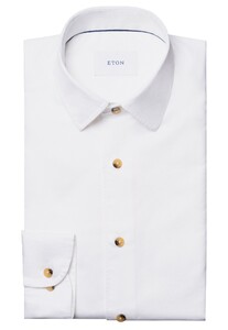 Eton Organic Cotton Soft Garment Washed Twill Overhemd Wit