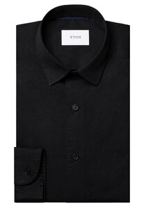 Eton Organic Cotton Soft Garment Washed Twill Overhemd Zwart