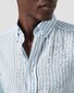 Eton Organic Linen Wide Stripe Pattern Button Down Shirt Light Blue
