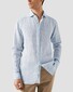 Eton Organic Linen Wide Stripe Pattern Shirt Light Blue