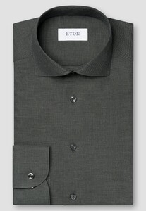 Eton Organic Supima Cotton Houndstooth Flanel Shirt Dark Green