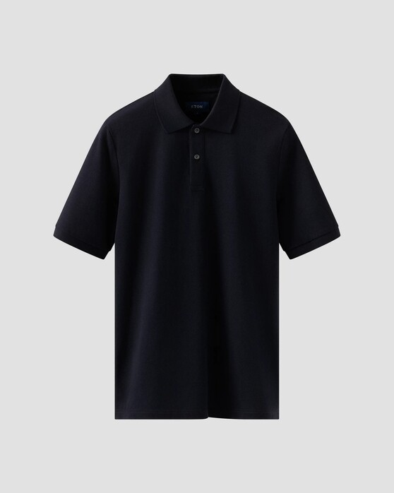 Eton Organic Supima Cotton Piqué Uni Color Polo Navy