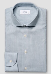 Eton Organic Supima Cotton Subtle Herringbone Flanel Overhemd Licht Blauw
