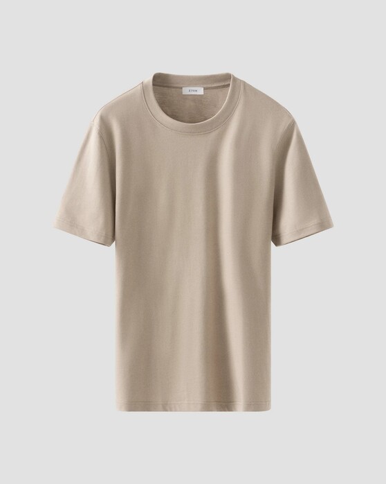 Eton Organic Supima Cotton Uni Single Jersey T-Shirt Licht Bruin