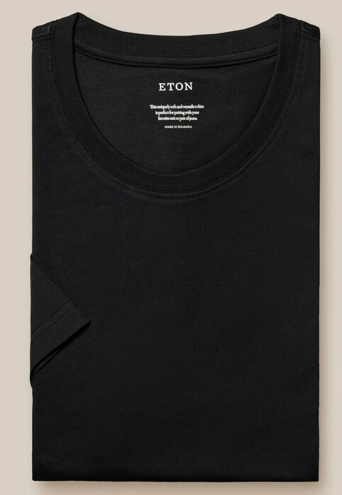 Eton Organic Supima Cotton Uni Single Jersey T-Shirt Zwart