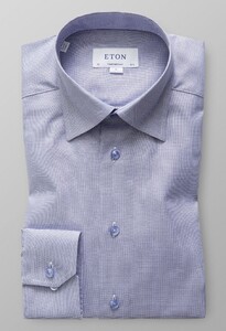 Eton Oxford Faux Uni Melange Overhemd Avond Blauw