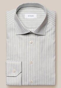 Eton Oxford Multi Stripe Fine Basketweave Texture Shirt Light Green