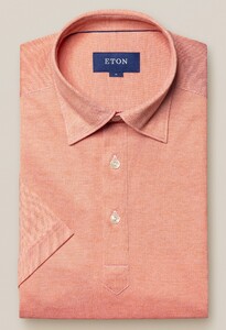 Eton Oxford Piqué Button Under Polo Oranje