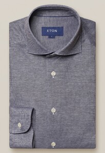 Eton Oxford Piqué Overhemd Donker Blauw