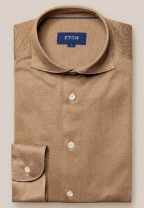 Eton Oxford Piqué Overhemd Midden Bruin