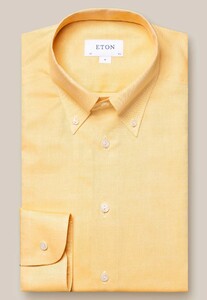 Eton Oxford Solid Lightweight Organic Cotton Button Down Overhemd Geel