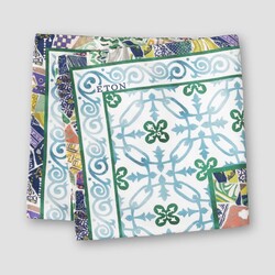 Eton Oxford Weave Vibrant Pattern Pocket Square Multicolor