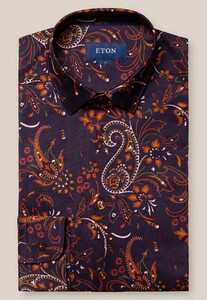 Eton Paisley Fantasy Jersey Overhemd Navy-Rood