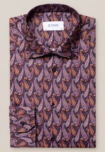 Eton Paisley Fantasy Pattern Signature Twill Overhemd Donker Paars