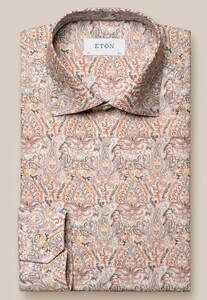 Eton Paisley Floral Fantasy Cotton Tencel Overhemd Oranje
