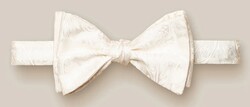 Eton Paisley Jacquard Silk Ready Tied Bow Tie White