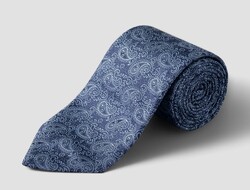 Eton Paisley Pattern Pure Woven Silk Tie Dark Evening Blue