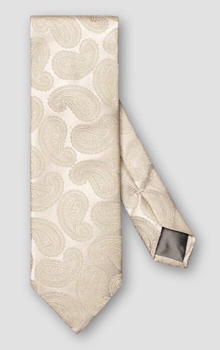 Eton Paisley Patterned Silk Tie Beige