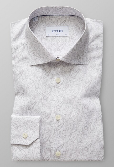 Eton Paisley Poplin Overhemd Grijs