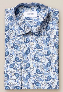 Eton Paisley Poplin Shirt Sky Blue