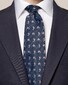 Eton Paisley Silk Linen Tie Dark Navy