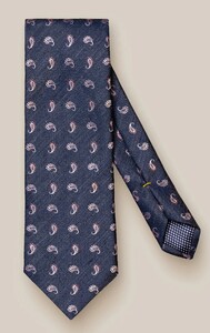 Eton Paisley Silk Linen Tie Dark Navy