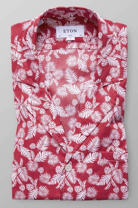 Eton Palm Resort Shirt Redpink
