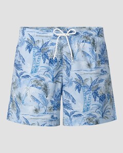 Eton Palm Tree Pattern Swim Short Blauw