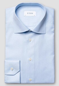 Eton Pin-Dot Organic Cotton Signature Twill Shirt Blue