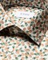 Eton Pineapple Pattern Luxury Cotton Tencel Shirt Orange-Green