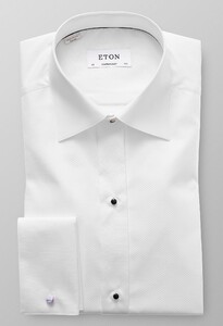 Eton Piqué Black Tie Shirt Overhemd Wit