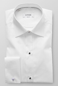 Eton Piqué Black Tie Shirt White