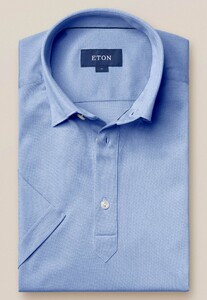 Eton Piqué Poloshirt Polo Licht Blauw